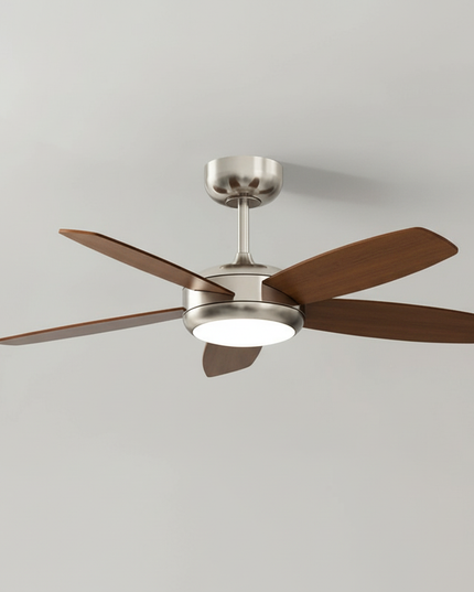 Lustre Ventilateur Noir Industriel Silencieux LED - Bois brut intégral / 220 V