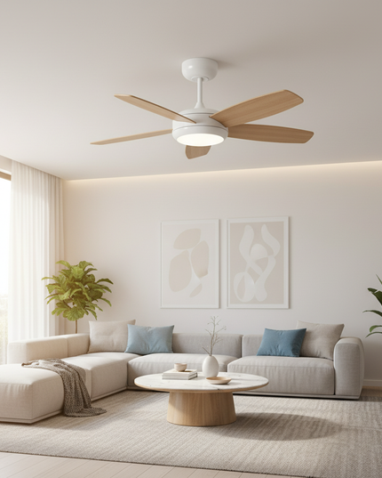 Lustre Ventilateur Noir Industriel Silencieux LED - FCHE - Blanc / Télécommande à intensité variable 220 V