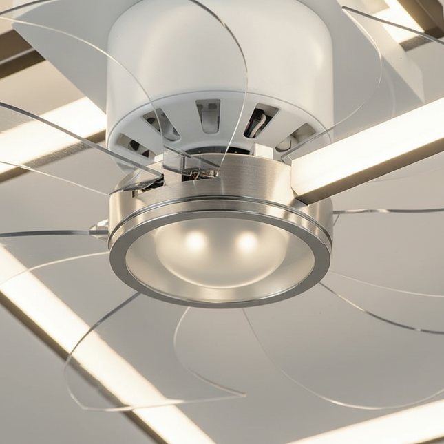 Lustre Ventilateur Noir Minimaliste Rectangulaire Dimmable - Vue 2