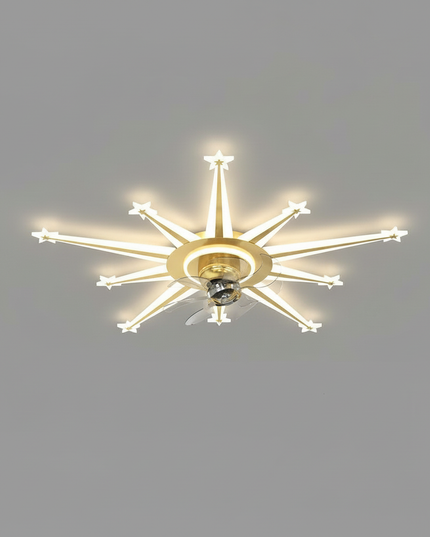 Lustre Ventilateur Noir Rétractable Dimmable Design - Gris 48 cm (48") / 220 V