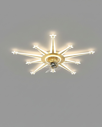 Lustre Ventilateur Noir Rétractable Dimmable Design - Vue 1