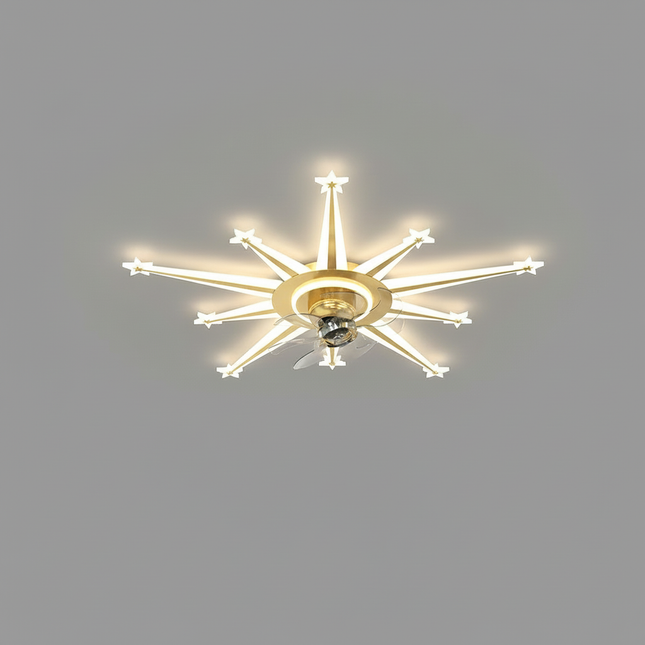 Lustre Ventilateur Noir Rétractable Dimmable Design - Vue 1