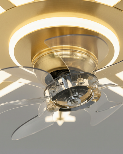 Lustre Ventilateur Noir Rétractable Dimmable Design - Vue 2