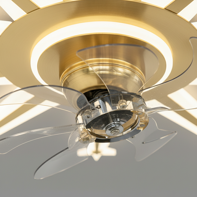 Lustre Ventilateur Noir Rétractable Dimmable Design - Vue 2