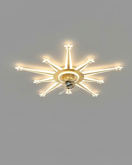 Lustre Ventilateur Noir Rétractable Dimmable Design - Vue 3