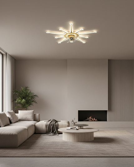 Lustre Ventilateur Noir Rétractable Dimmable Design - Vue 4