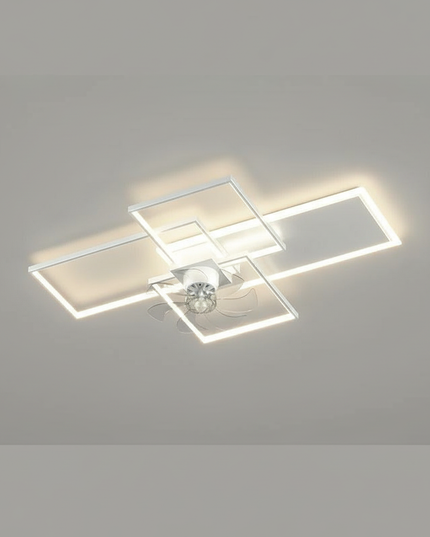 Lustre Ventilateur Noir Rétractable LED Dimmable - A - Blanc 50 cm / Intensité réglable par télécommande