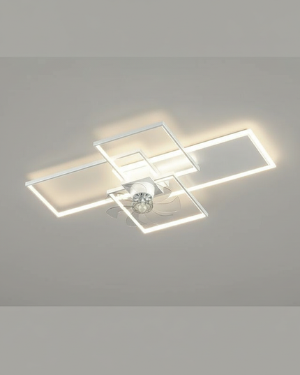 Lustre Ventilateur Noir Rétractable LED Dimmable - Vue 1