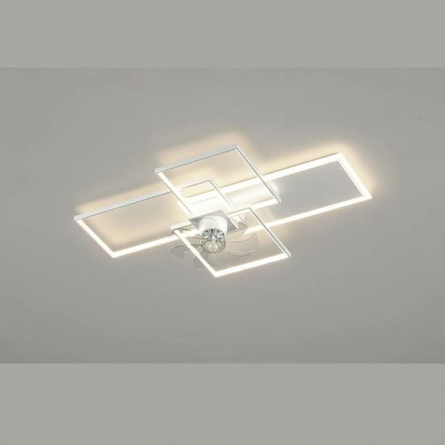 Lustre Ventilateur Noir Rétractable LED Dimmable - Vue 1