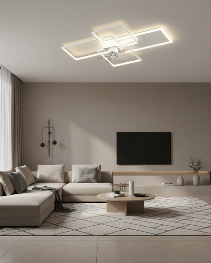Lustre Ventilateur Noir Rétractable LED Dimmable - Vue 4