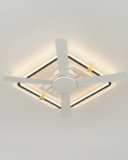 Lustre Ventilateur Noir Rétractable LED Réversible - Vue 3