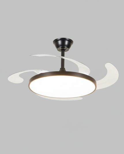 Lustre Ventilateur Noir Rétractable Moderne - 107 cm (42") / 85–265 V