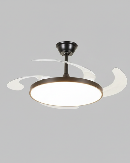 Lustre Ventilateur Noir Rétractable Moderne - 132 cm (52") / 220 V