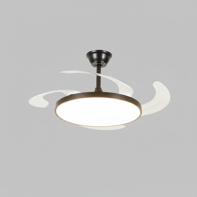 Lustre Ventilateur Noir Rétractable Moderne - Vue 1