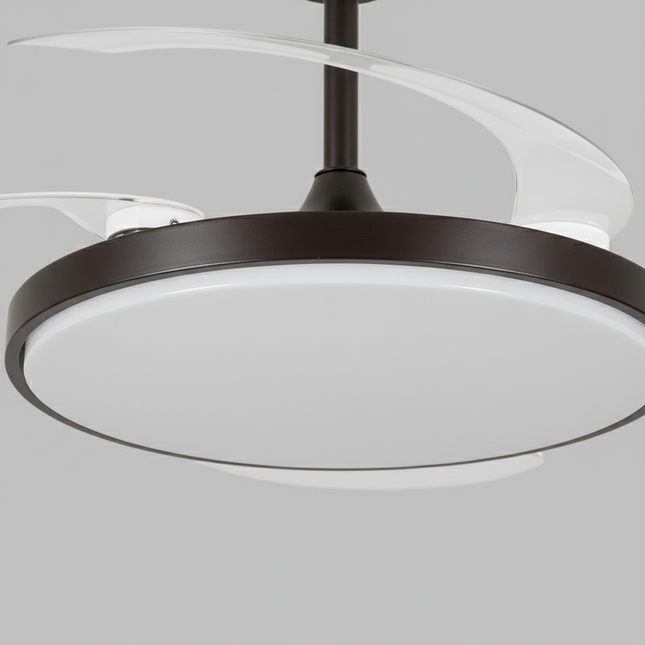 Lustre Ventilateur Noir Rétractable Moderne - Vue 2