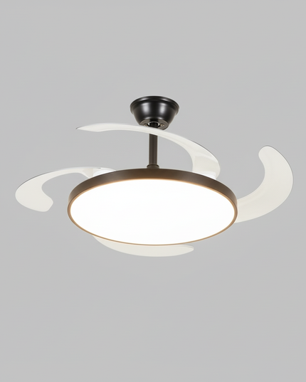 Lustre Ventilateur Noir Rétractable Moderne - Vue 3