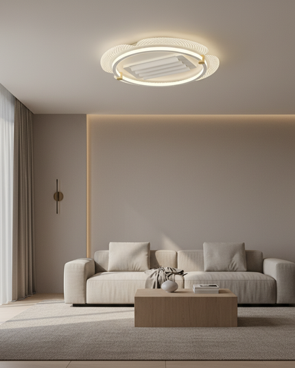 Lustre Ventilateur Noir Rétractable Réversible LED - Vue 4