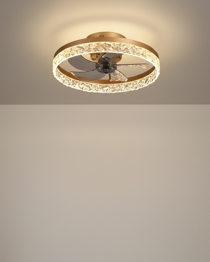 Lustre Ventilateur Noir Rétractable Silencieux - C - 56 cm - 6 Lumières / Télécommande RC / Variation tricolore