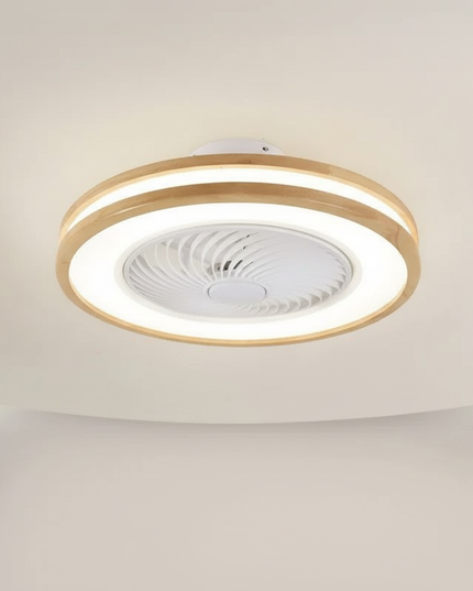 Lustre Ventilateur Nordique Bois Oscillante - Variable (Télécommande + Application) / Télécommande à intensité variable 220 V