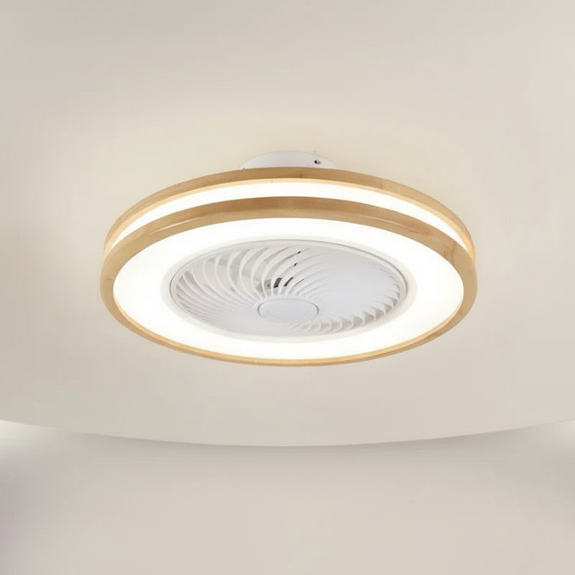 Lustre Ventilateur Nordique Bois Oscillante - Vue 1