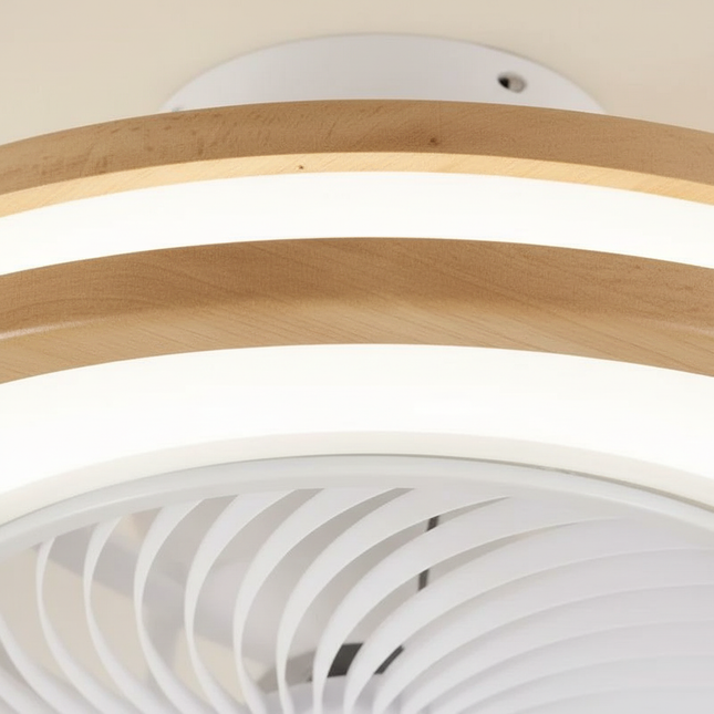 Lustre Ventilateur Nordique Bois Oscillante - Vue 2