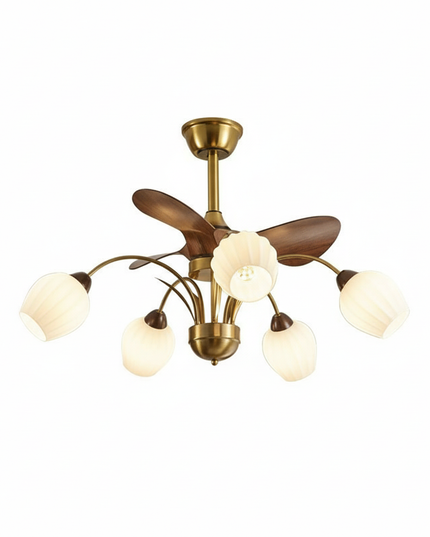 Lustre Ventilateur Nordique Bois Réversible Verre - Vue 3