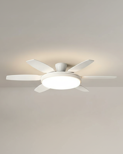 Lustre Ventilateur Noyer Crème LED Dimmable - B blanc D142cm / Luminosité réglable