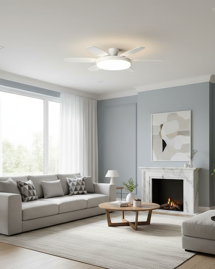 Lustre Ventilateur Noyer Crème LED Dimmable - B blanc D142cm / Luminosité réglable