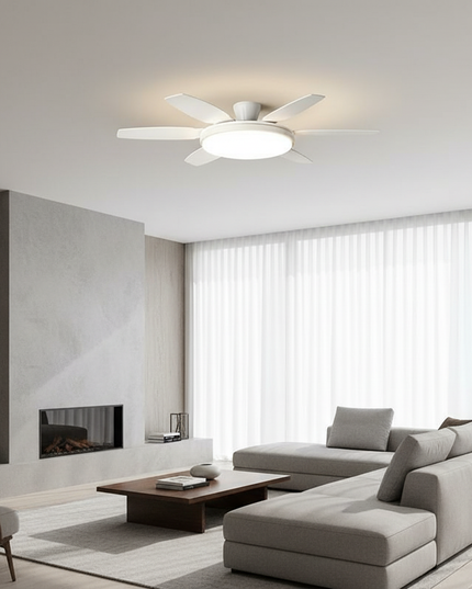 Lustre Ventilateur Noyer Crème LED Dimmable - B blanc D152cm / Luminosité réglable