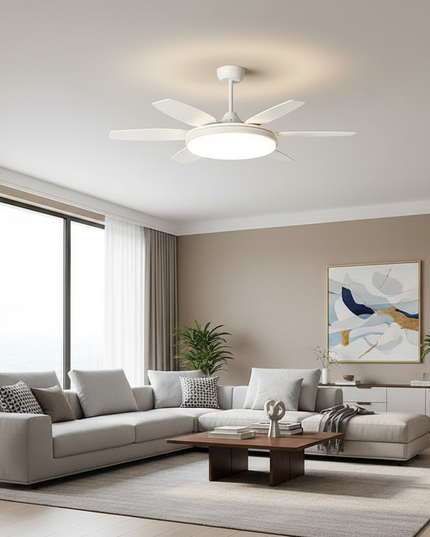 Lustre Ventilateur Noyer Crème LED Dimmable - Un blanc D132cm / Luminosité réglable