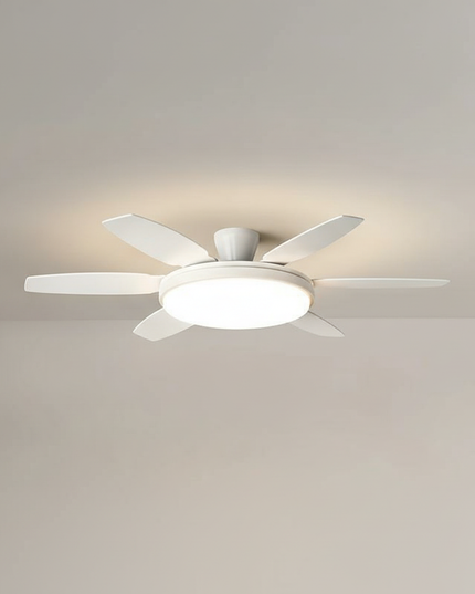 Lustre Ventilateur Noyer Crème LED Dimmable - Vue 1