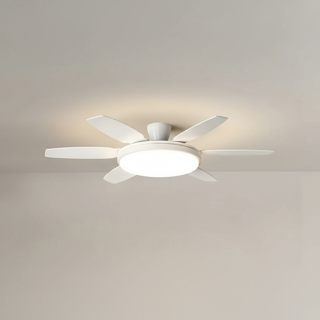 Lustre Ventilateur Noyer Crème LED Dimmable - Vue 1
