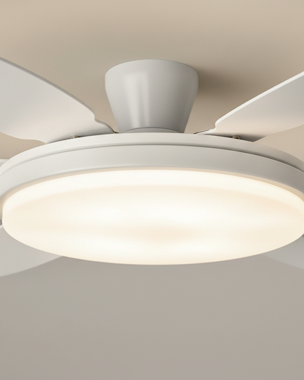 Lustre Ventilateur Noyer Crème LED Dimmable - Vue 2