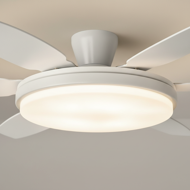 Lustre Ventilateur Noyer Crème LED Dimmable - Vue 2