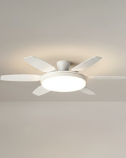 Lustre Ventilateur Noyer Crème LED Dimmable - Vue 3