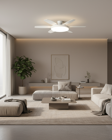 Lustre Ventilateur Noyer Crème LED Dimmable - Vue 4