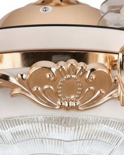 Lustre Ventilateur Pales Invisibles Cristal Doré - Vue 2