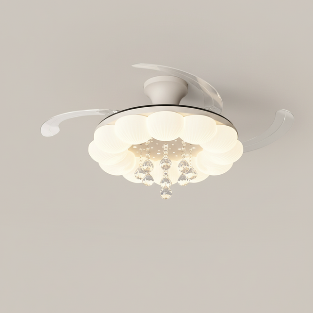 Lustre Ventilateur Pales Rétractables Crème Silencieux - Vue 1