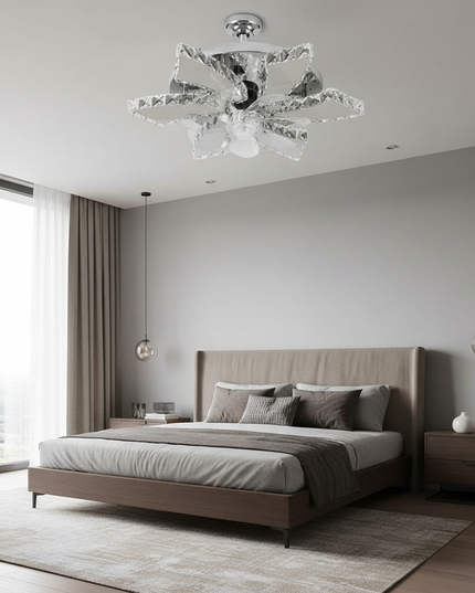 Lustre Ventilateur Pales Rétractables Cristal LED - ceiling fan / CHINA