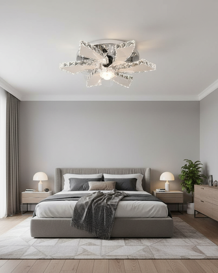 Lustre Ventilateur Pales Rétractables Cristal LED - ceiling fan / CZECH REPUBLIC