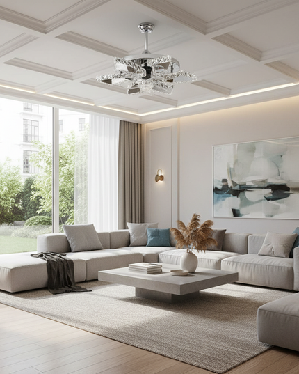 Lustre Ventilateur Pales Rétractables Cristal LED - ceiling fan / Russian Federation