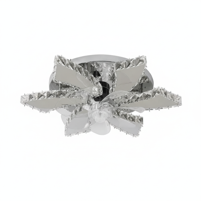 Lustre Ventilateur Pales Rétractables Cristal LED - Vue 1