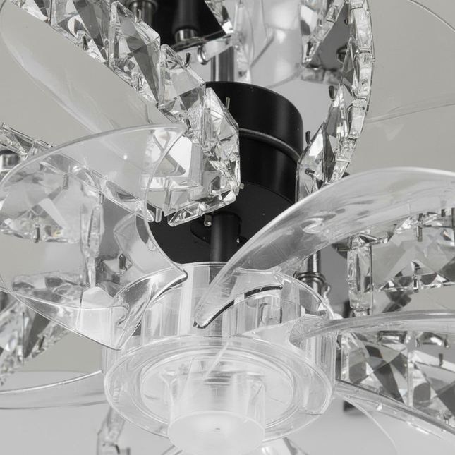 Lustre Ventilateur Pales Rétractables Cristal LED - Vue 2