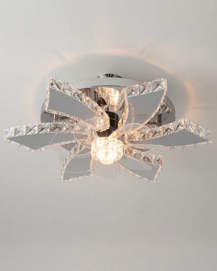 Lustre Ventilateur Pales Rétractables Cristal LED - Vue 3