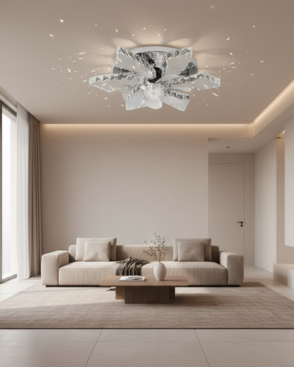 Lustre Ventilateur Pales Rétractables Cristal LED - Vue 4