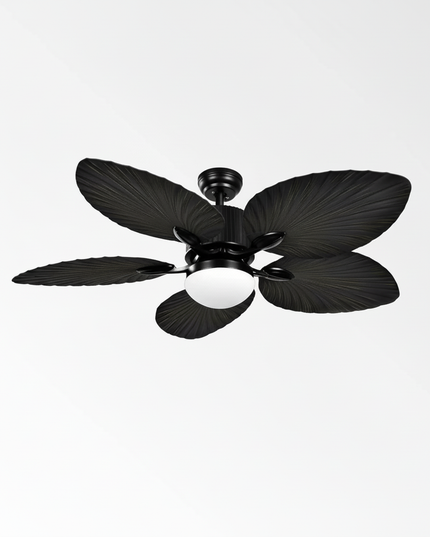 Lustre Ventilateur Palmier Bois Noir Télécommande - A - Ø 100 cm - Ou