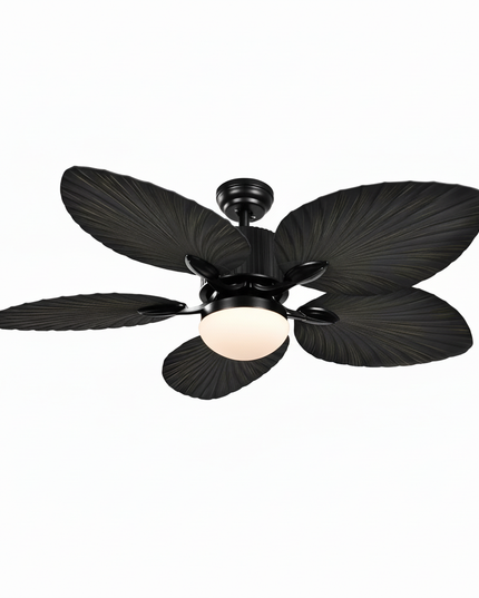 Lustre Ventilateur Palmier Bois Noir Télécommande - Vue 1