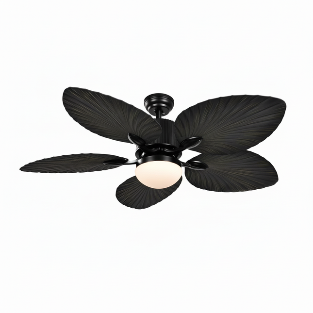 Lustre Ventilateur Palmier Bois Noir Télécommande - Vue 1