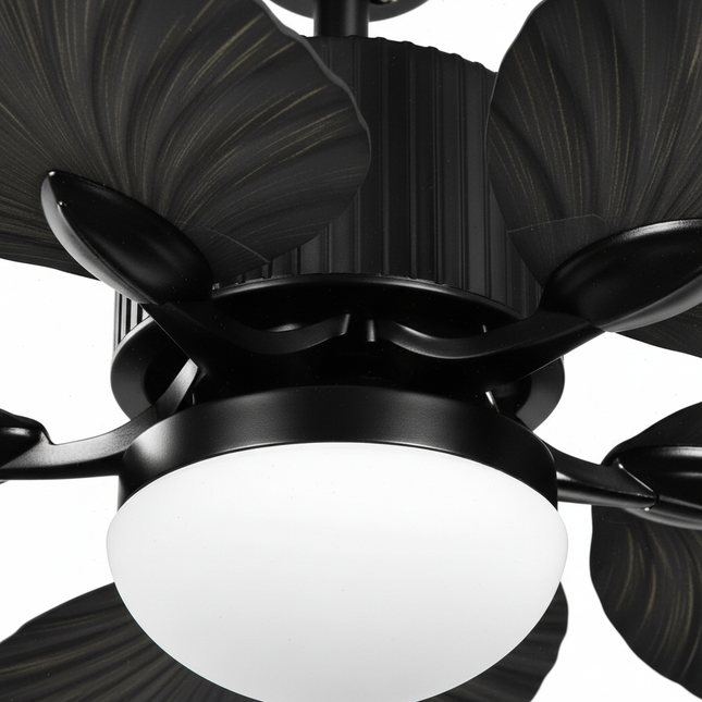 Lustre Ventilateur Palmier Bois Noir Télécommande - Vue 2