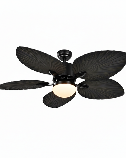 Lustre Ventilateur Palmier Bois Noir Télécommande - Vue 3